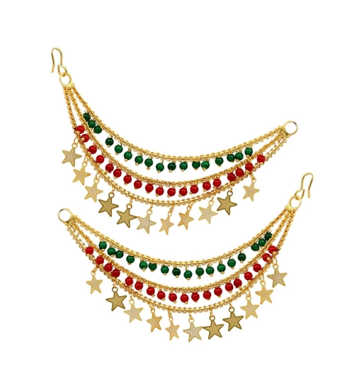 Generic Women's Maroon &amp; Green Color Antique Earrings Chain 