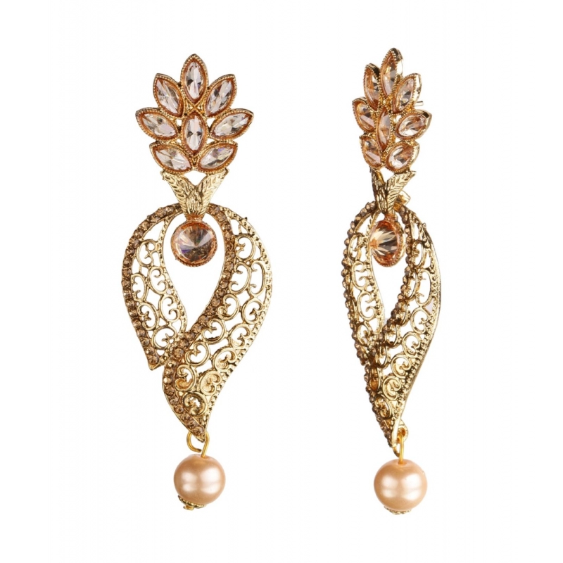 Generic Women's Rose Gold Plated Alloy Earrings (Gold)