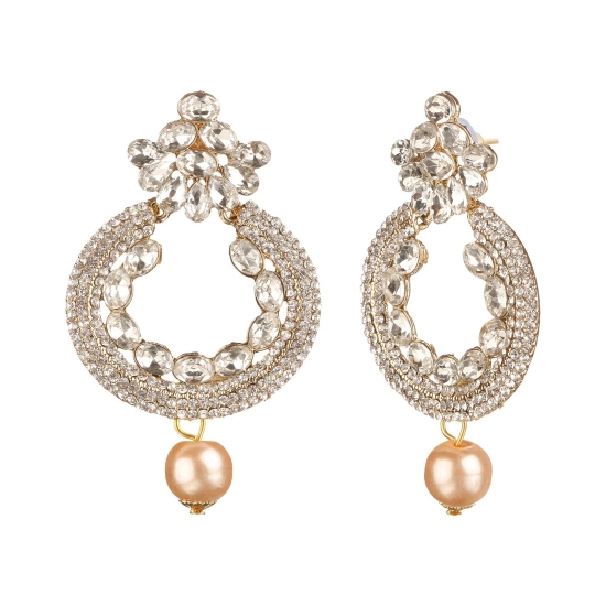 Generic Women's Rose Gold Plated Alloy Earrings (White)