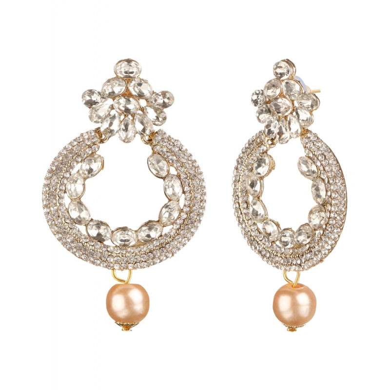 Generic Women's Rose Gold Plated Alloy Earrings (White)