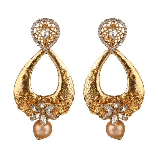 Generic Women's Rose Gold Plated Alloy Earrings (White)