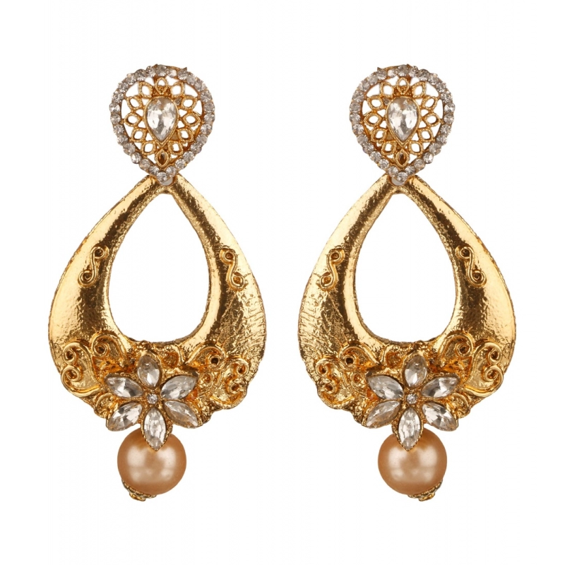 Generic Women's Rose Gold Plated Alloy Earrings (White)