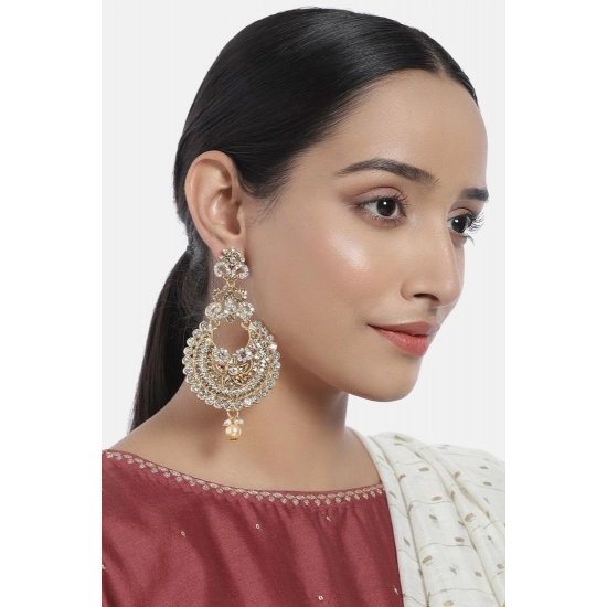 Generic Women's Rose Gold Plated Alloy Earrings (White)