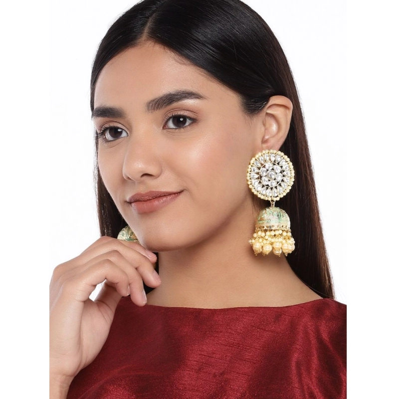 Generic Women's Rose Gold Plated Alloy Earrings (White)