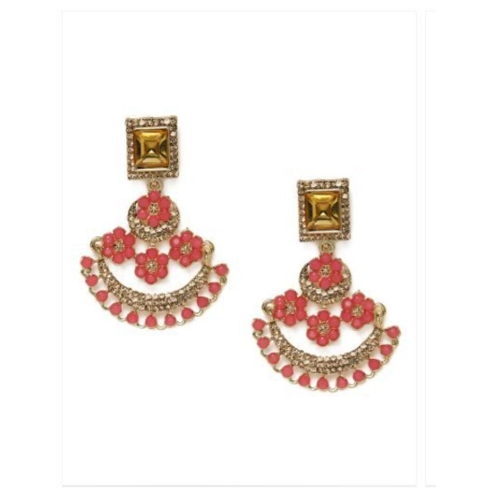 Generic Women's Rose Gold Plated Alloy Earrings (Gold &amp; Pink)