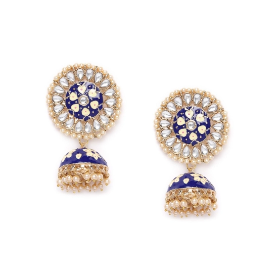 Generic Women's Rose Gold Plated Alloy Earrings (Blue)