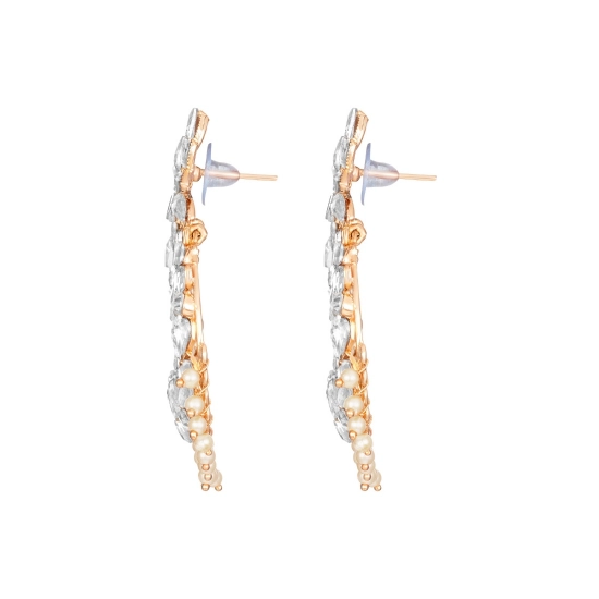 Generic Women's Rose Gold Plated Alloy Earrings (White)