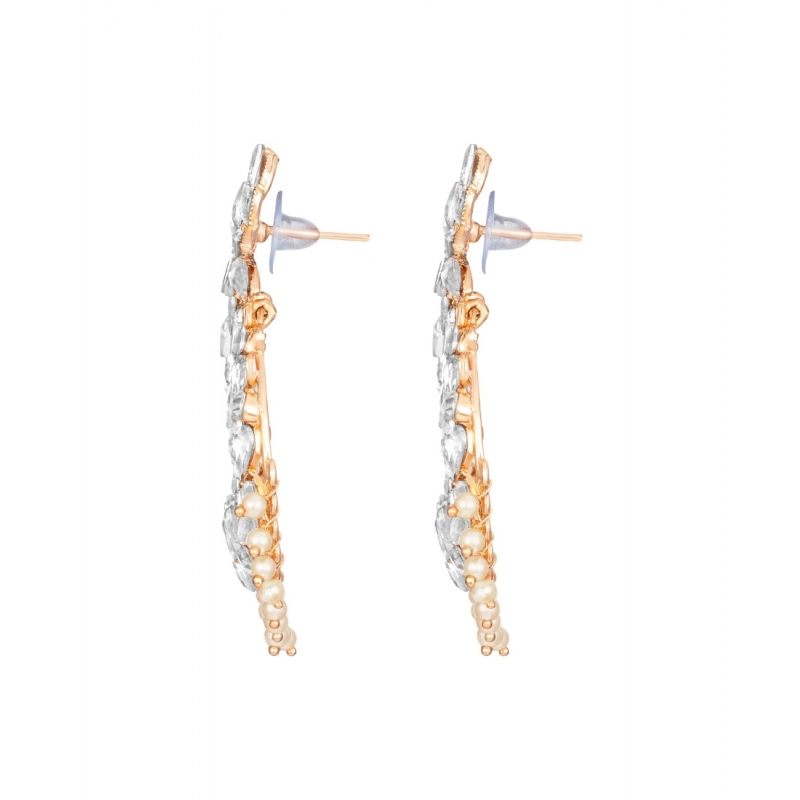 Generic Women's Rose Gold Plated Alloy Earrings (White)