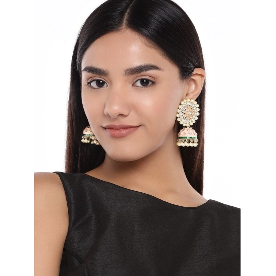 Generic Women's Rose Gold Plated Alloy Earrings (White &amp; Orange)