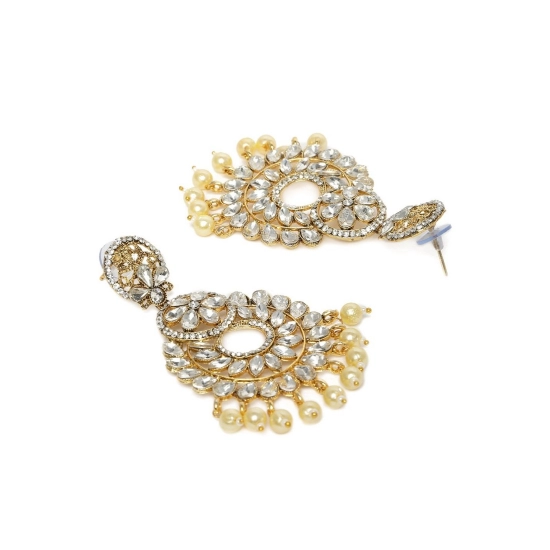 Generic Women's Rose Gold Plated Alloy Kundan Earrings & Mangtikka (White) Generic Women's Rose Gold Plated Alloy Kundan Earrings & Mangtikka (White)
