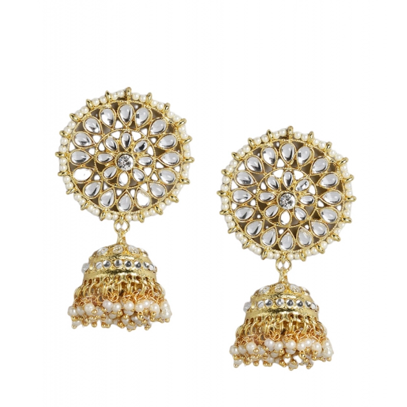 Generic Women's Rose Gold Plated Alloy Earrings (White)