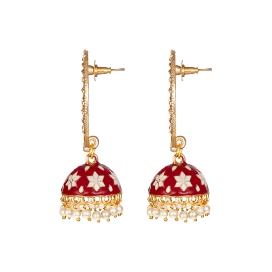 Generic Women's Rose Gold Plated Alloy Earrings (Maroon)