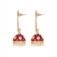 Generic Women's Rose Gold Plated Alloy Earrings (Maroon)