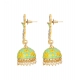 Generic Women's Rose Gold Plated Alloy Earrings (Green)
