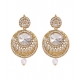 Generic Women's Rose Gold Plated Alloy Kundan Earrings &amp; Mangtikka (White)