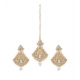 Generic Women's Rose Gold Plated Alloy Kundan Earrings &amp; Mangtikka (White)