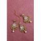 Generic Women's Rose Gold Plated Alloy Kundan Earrings &amp; Mangtikka (White)