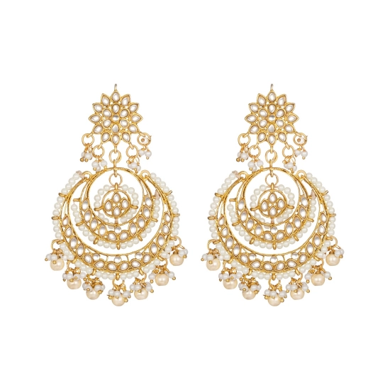Generic Women's Rose Gold Plated Alloy Kundan Earrings & Mangtikka (White) Generic Women's Rose Gold Plated Alloy Kundan Earrings & Mangtikka (White)