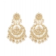 Generic Women's Rose Gold Plated Alloy Kundan Earrings &amp; Mangtikka (White)