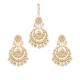 Generic Women's Rose Gold Plated Alloy Kundan Earrings &amp; Mangtikka (White)