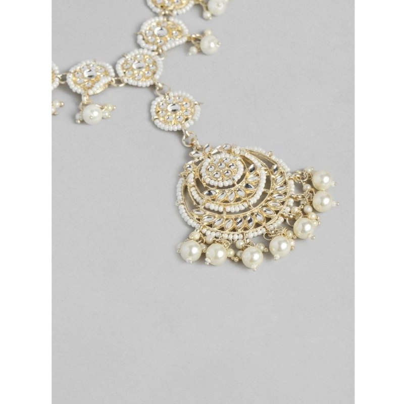 Generic Women's Rose Gold Plated Alloy Matha Patti (White)