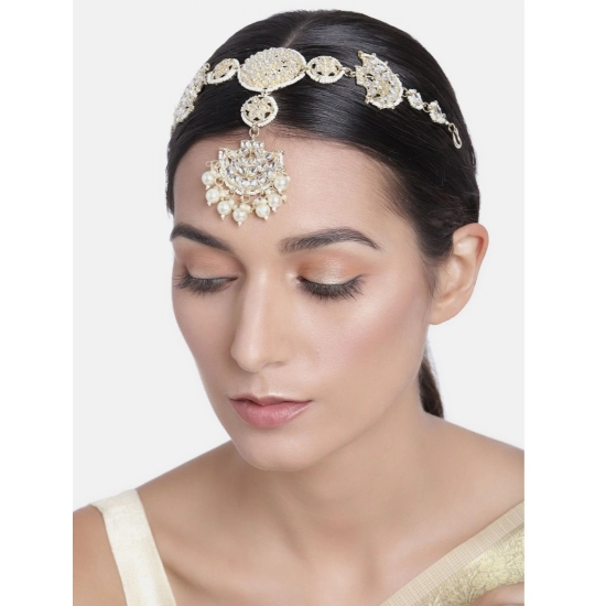 Generic Women's Rose Gold Plated Alloy Matha Patti (White)