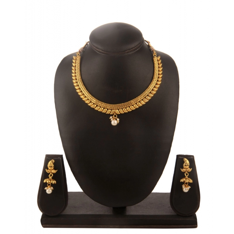 Generic Women's Rose Gold Plated Alloy Necklace &amp; Earings Set (Gold)