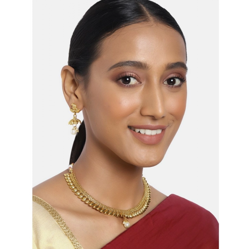 Generic Women's Rose Gold Plated Alloy Necklace &amp; Earings Set (Gold)