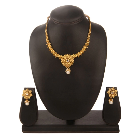 Generic Women's Rose Gold Plated Alloy Necklace &amp; Earings Set (Gold)