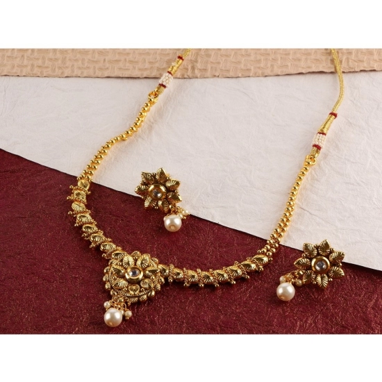 Generic Women's Rose Gold Plated Alloy Necklace &amp; Earings Set (Gold)