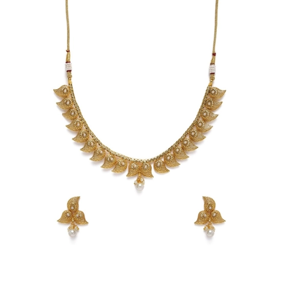 Generic Women's Rose Gold Plated Alloy Necklace &amp; Earings Set (Gold)