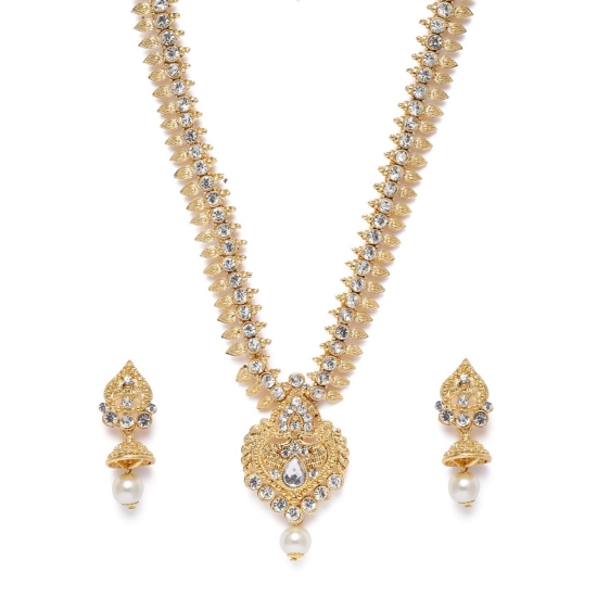 Generic Women's Rose Gold Plated Alloy Necklace &amp; Earings Set (White)