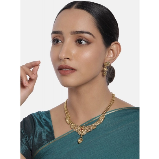 Generic Women's Rose Gold Plated Alloy Necklace &amp; Earings Set (Gold)