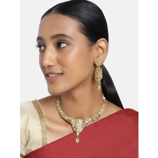 Generic Women's Rose Gold Plated Alloy Necklace &amp; Earings Set (Gold)