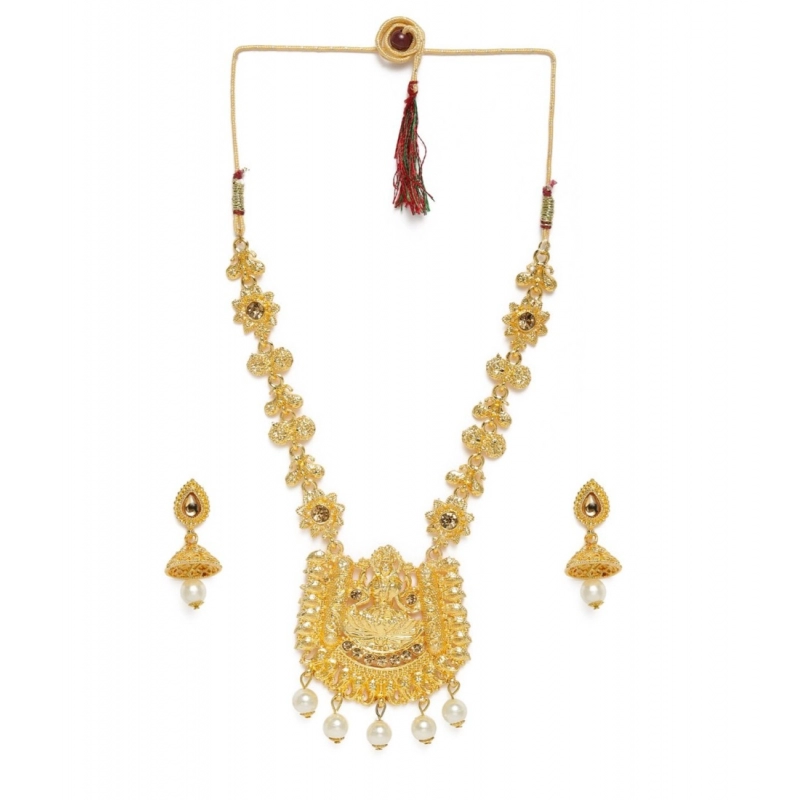 Generic Women's Rose Gold Plated Alloy Necklace &amp; Earings Set (Gold)