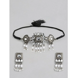 Generic Women's Rose Gold Plated Alloy Necklace &amp; Earings Set (Silver)