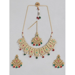 Generic Women's Rose Gold Plated Alloy Necklace &amp; Earings Set (Light Green)