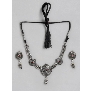 Generic Women's Rose Gold Plated Alloy Necklace &amp; Earings Set (Silver)