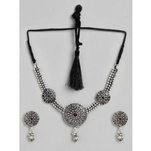 Generic Women's Rose Gold Plated Alloy Necklace &amp; Earings Set (Silver)