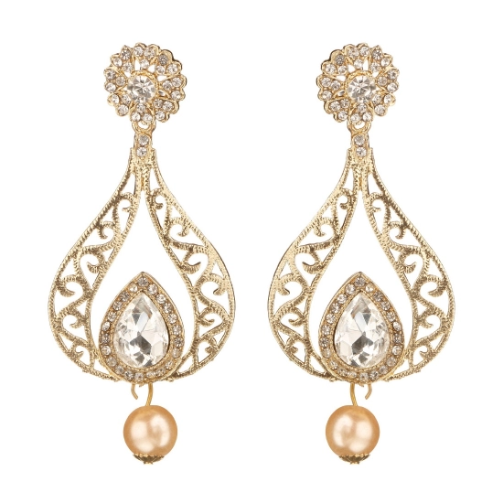 Generic Women's Rose Gold Plated Alloy Earrings (White)