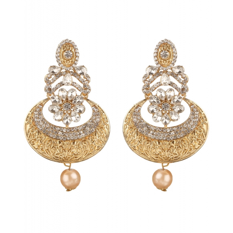 Generic Women's Rose Gold Plated Alloy Earrings (White)