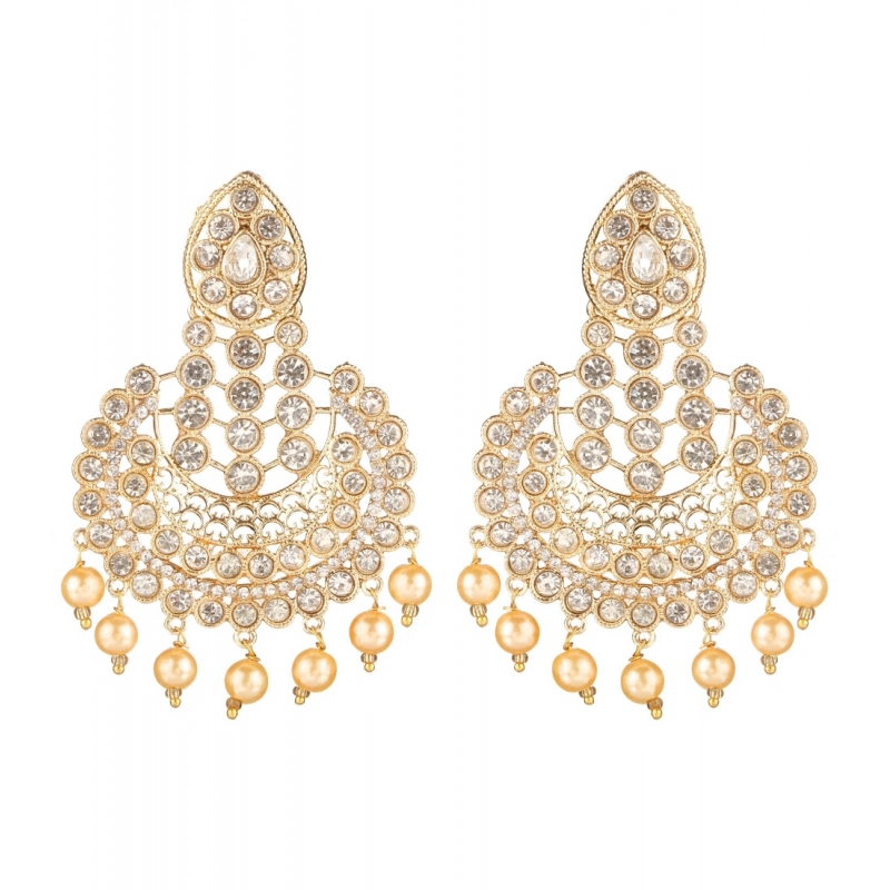 Generic Women's Rose Gold Plated Alloy Earrings (White)