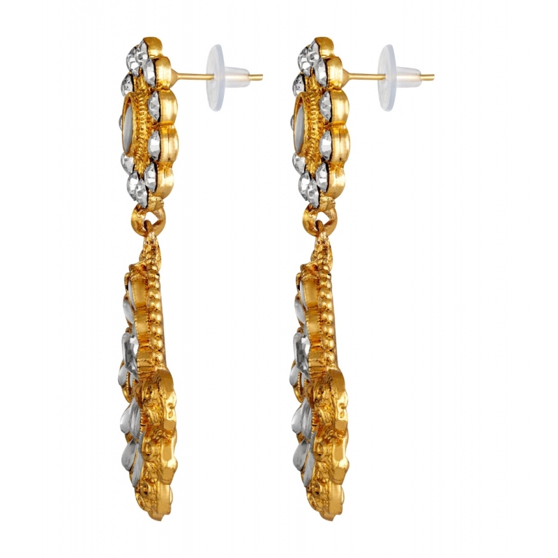 Generic Women's Rose Gold Plated Alloy Earrings (White)