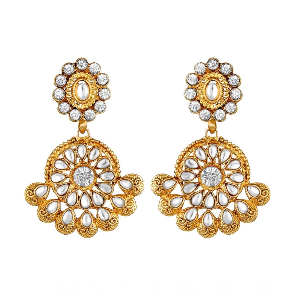Women's Rose Gold Plated Alloy Earrings (White)
