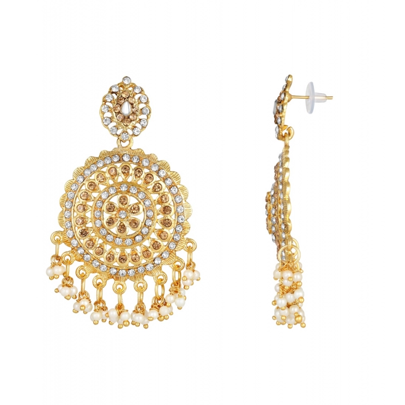 Generic Women's Rose Gold Plated Alloy Earrings (White)