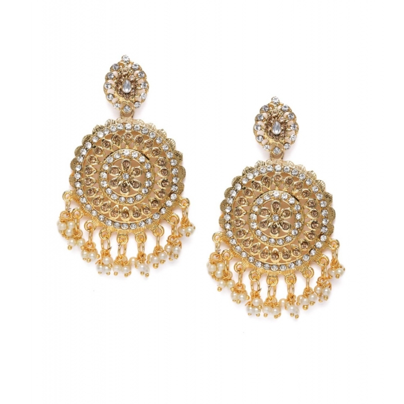 Generic Women's Rose Gold Plated Alloy Earrings (White)