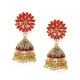 Generic Women's Rose Gold Plated Alloy Earrings (Red)