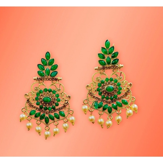 Generic Women's Rose Gold Plated Alloy Earrings (Green)