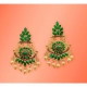 Generic Women's Rose Gold Plated Alloy Earrings (Green)