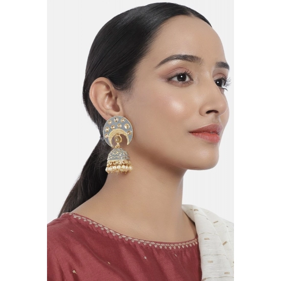 Generic Women's Rose Gold Plated Alloy Earrings (Gold &amp; Grey)